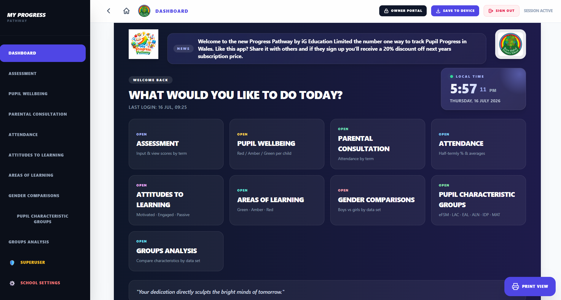 My Progress Pathway: The Complete School Data & Wellbeing System for Modern Education